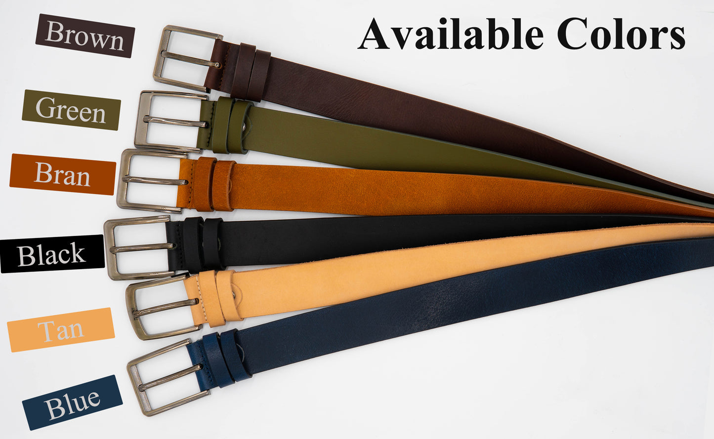 Custom Engraved Men's Leather Belt – Personalized Elegance in 6 Colors