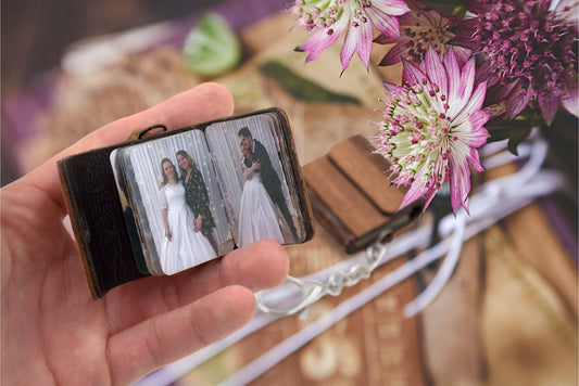 Captivating Wooden Mini Photo Album Keychain – Treasure 36 Memories On-the-Go!