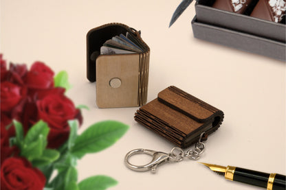 Captivating Wooden Mini Photo Album Keychain – Treasure 36 Memories On-the-Go!