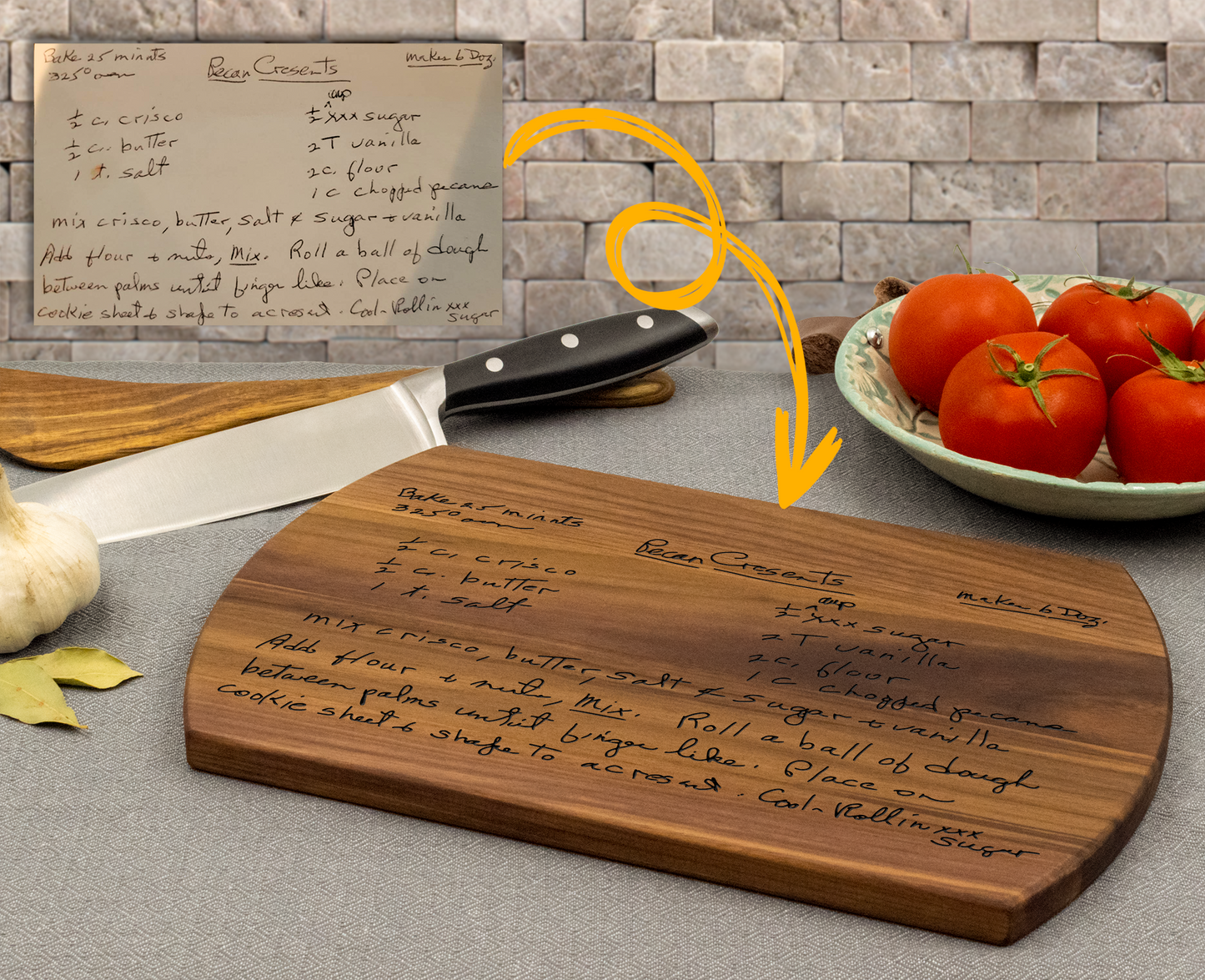 Handwritten Recipe Cutting Board - Personalized Family Heirloom