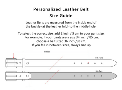 Custom Engraved Men's Leather Belt – Personalized Elegance in 6 Colors