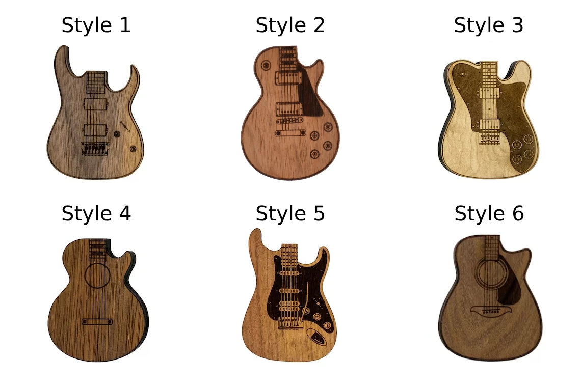 Personalized Guitar Pick Holder - 6 Styles - 8 Wood Types