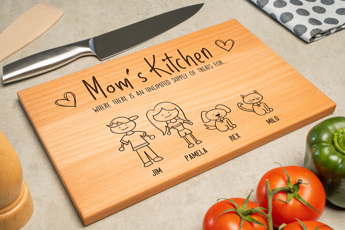 Family Portrait Cutting Board