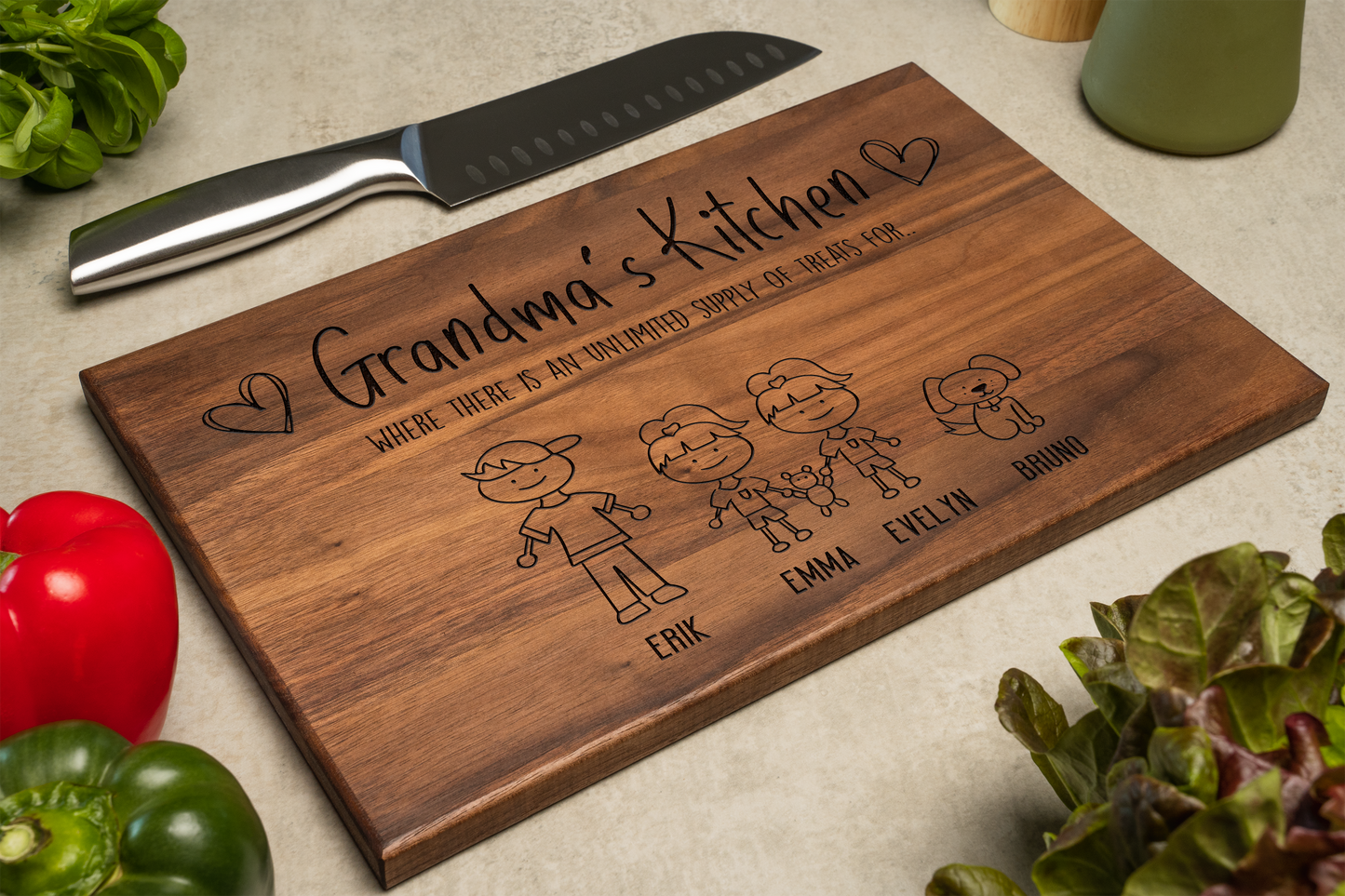 Family Portrait Cutting Board