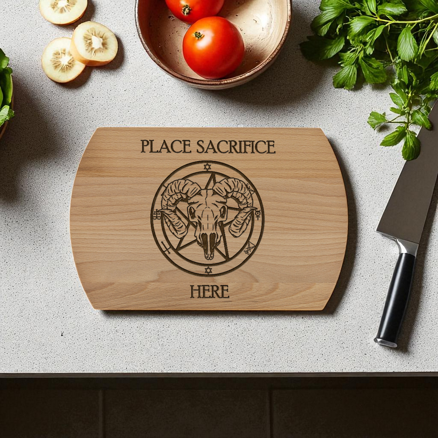 Place Sacrifice Here Laser Engraved Cutting Board