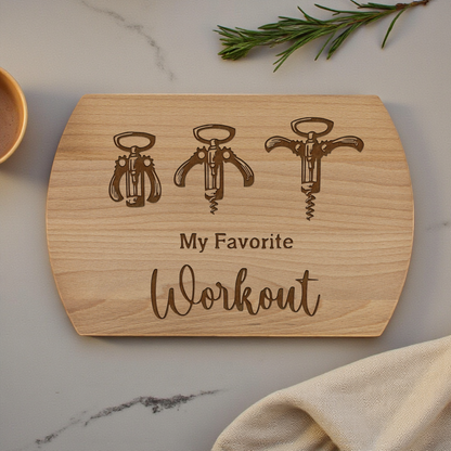 My Favorite Workout Wine Opener Cutting Board