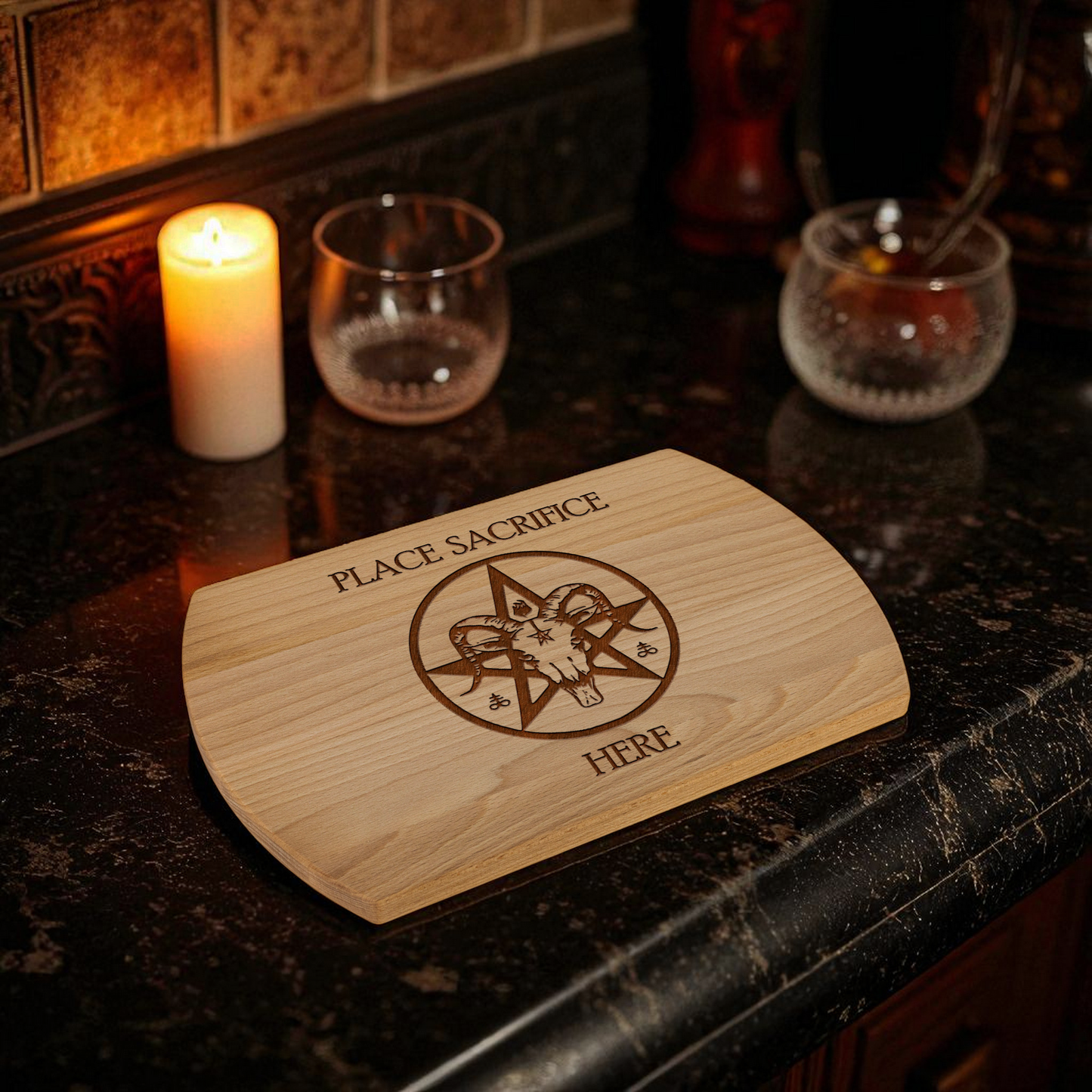 Place Sacrifice Here Laser Engraved Cutting Board