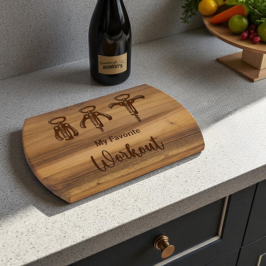 My Favorite Workout Wine Opener Cutting Board