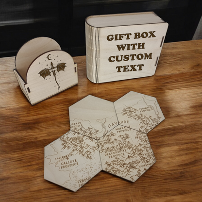 🦅 Enchanting "Fourth Wing" Hexagonal Coaster Set – Map Puzzle (12 Pieces) 🌟